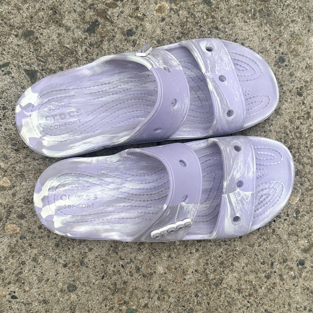 Purple Tie Dye Swirl Crocs Sandals Size10 - Picture 6 of 8